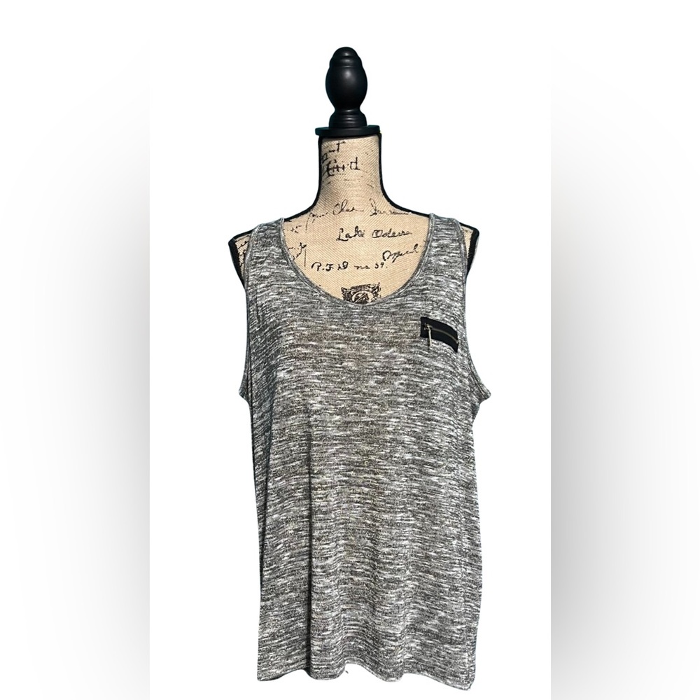 LANE BRYANT Gray and Gold Black Exposed Zipper Tank Top Size 18/20